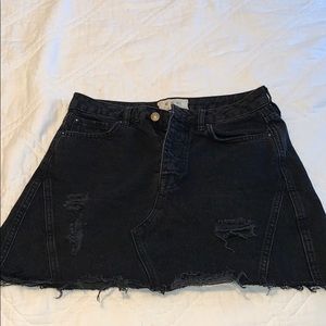 Free People Black Denim Mini Skirt